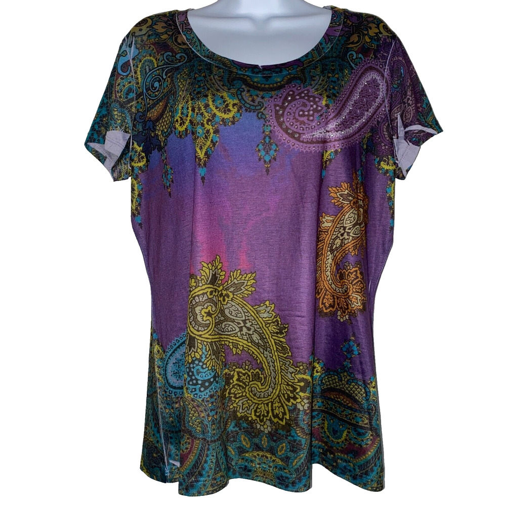 Appropriate Behavior Shirt Womens Size Large Multicolor Short Sleeve Top